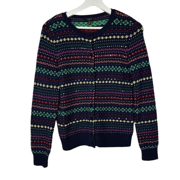 Talbots Colorful Cardigan Sweater Size Small Petite Lambswool - Picture 1 of 6